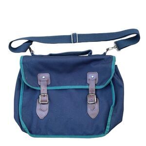 Vintage Lands’ End Messenger Bag Navy Green